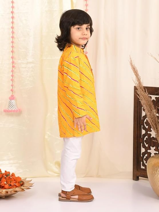 Kurta and White Pyjama with Elastic Closure