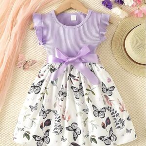 Lycra Butterfly Printed Girls Frock Dress