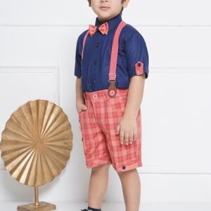 Shirt Shorts With Cap and Suspender Set For Boys