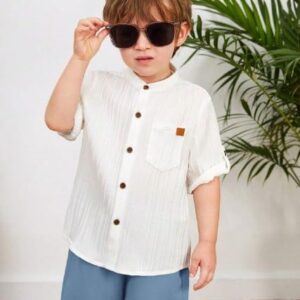 Short Sleeve Shirt With Pocket Short Clothing Set