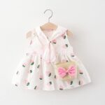 Strawberry Print Party Knee Length Dress