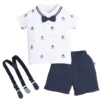 T-Shirt & Short Set With Bow Suspender