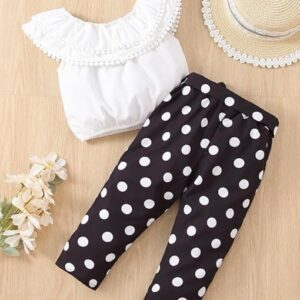 TAGAS Girls Ruffle Trim Top & Polka Dot Pants