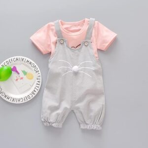 Top T-Shirt With Bib Shorts Dungaree Romper