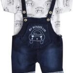 Car Printed Baby Dungaree Set for Baby Boys & Girls