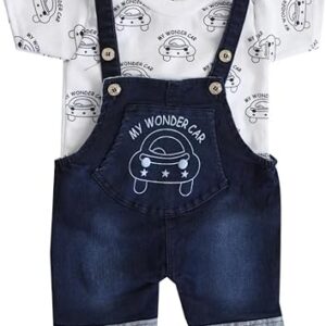 Car Printed Baby Dungaree Set for Baby Boys & Girls