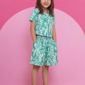 Cotton Top Shorts With Jacket Cord Set for Girls