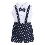 Girls Navy Polka Print Blouse And Shorts Set