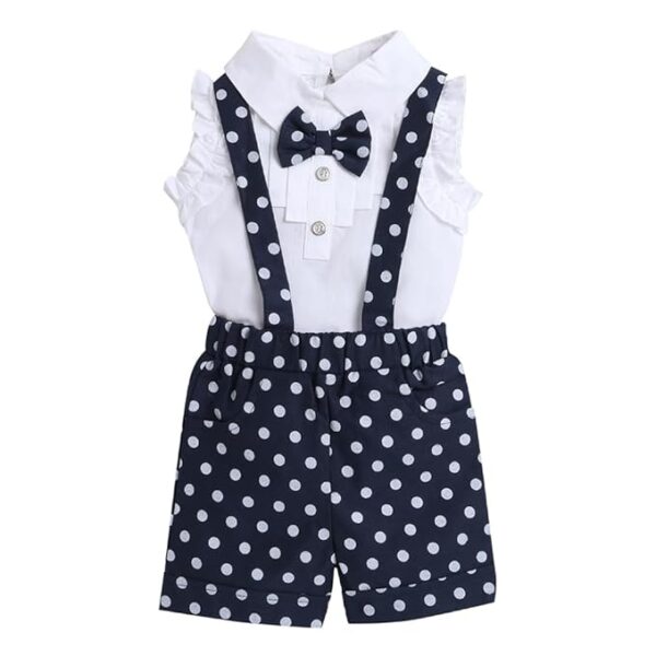 Girls Navy Polka Print Blouse And Shorts Set