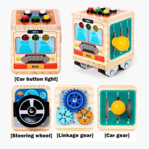 Montessori LED Busy Activity Wooden Cube