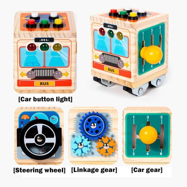Montessori LED Busy Activity Wooden Cube