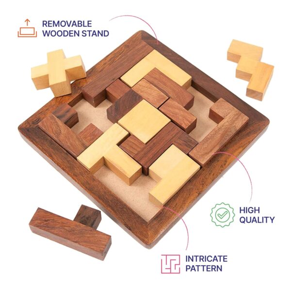Square Shaped Wooden Pentomino Puzzle