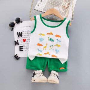Summer Kid's Sleeveless Vest T-Shirt Shorts Set