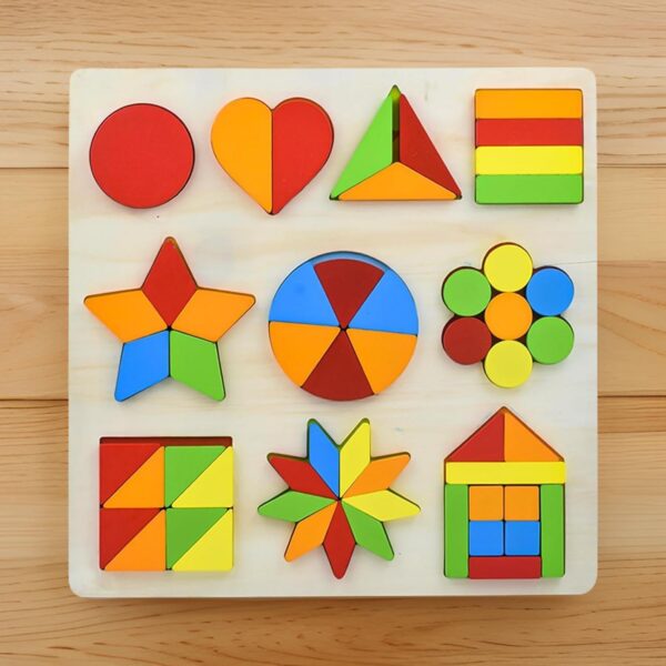 THREEFOLD Wooden Shapes Puzzles for Kids