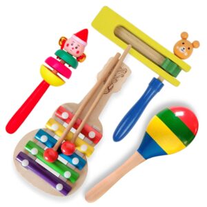 Wooden Baby Rattle Toddler Toys Set